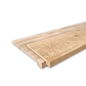 Eiken overzet vensterbank recht 29 en 40 cm van Woodstyles, foto van beide afmetingen op elkaar