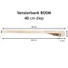Eiken overzet vensterbank boomstam 40 cm van Woodstyles, foto van de kopzijde met afmetingen