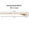 Eiken overzet vensterbank recht 40 cm van Woodstyles, foto van kopzijde met afmetingen