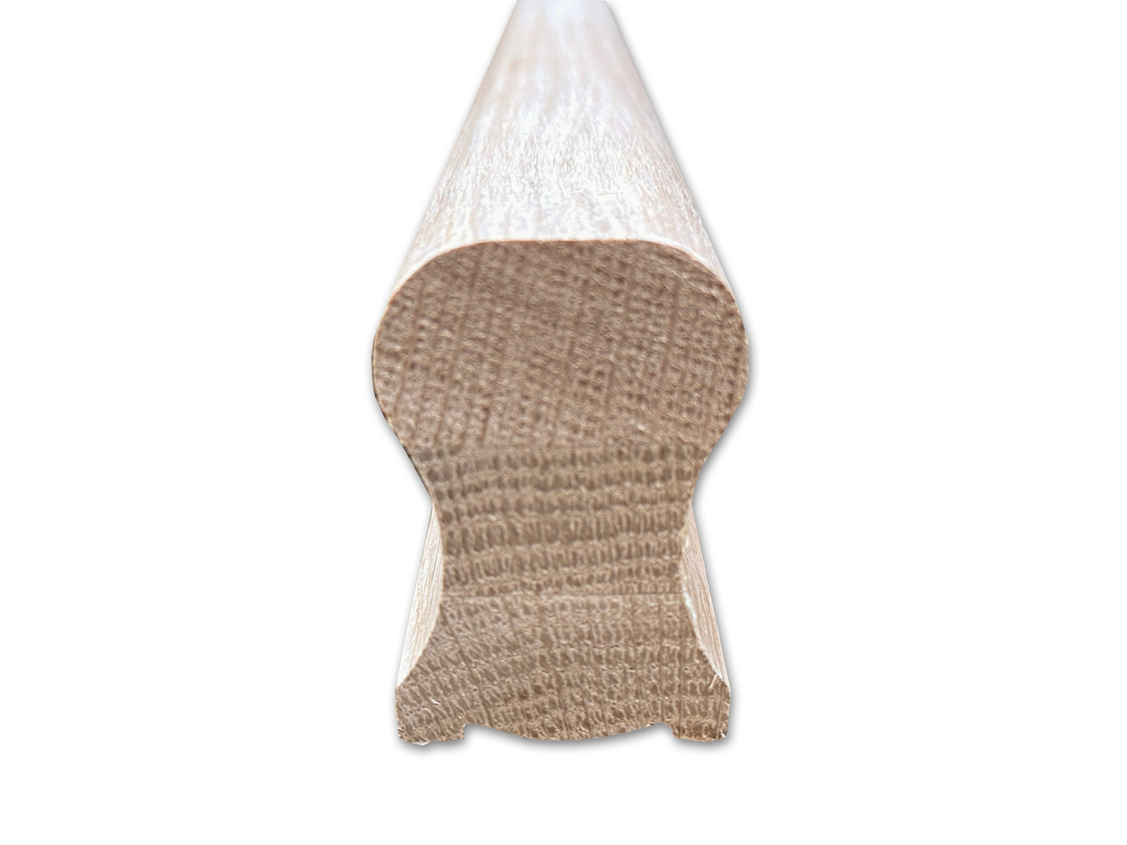 massief eiken trapleuning met sleutelgat vorm